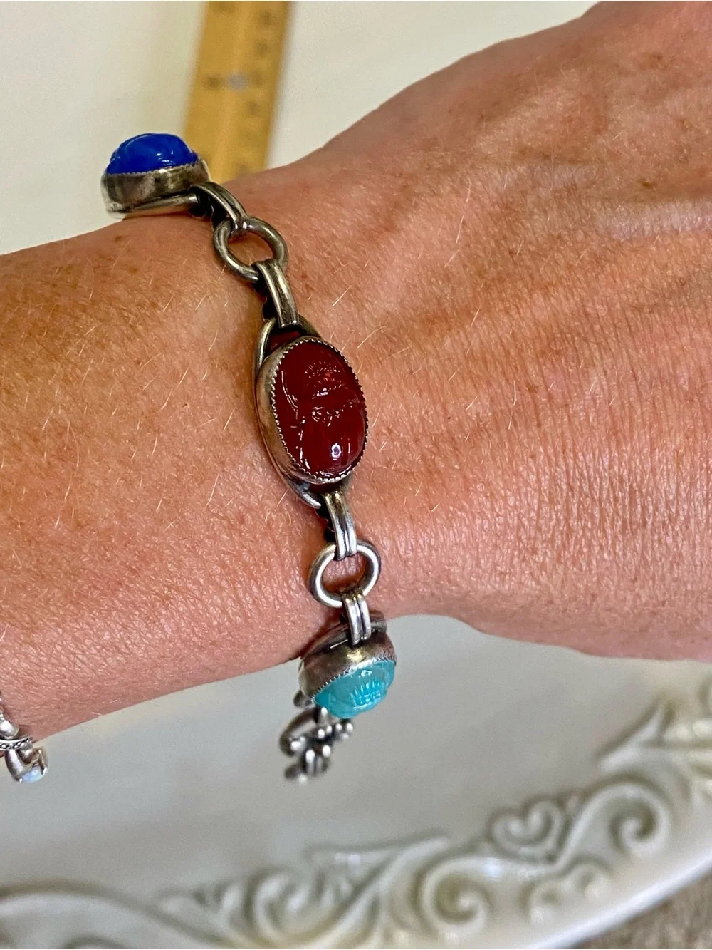 Vintage Scarab Glass Bracelet